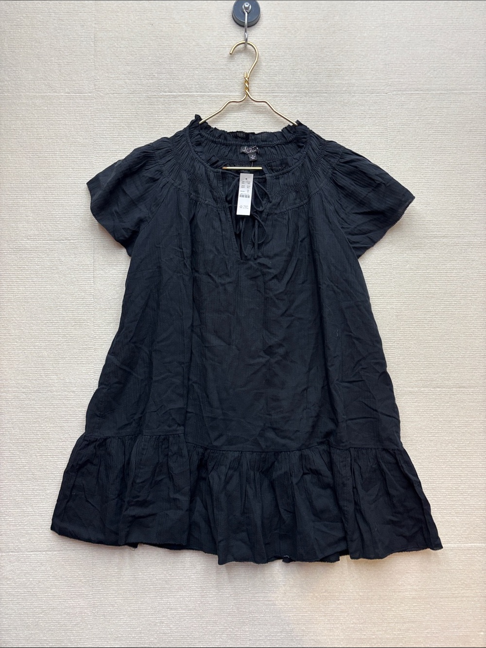 New J Crew | medium Women’s Black Short Sleeve Smocked Yoke Dress